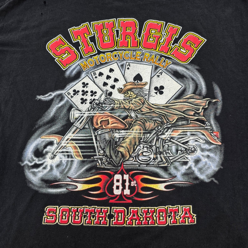 Sturgis Motorcycle Rally 81st South Dakota Biker T Shirt XL Black Ghost‎ Rider